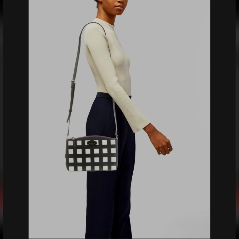 KATE SPADE NEW YORK Leather checkered print Crossbody Bag